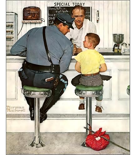 Amazon.com: Norman Rockwell The Runaway and Police Officer Art