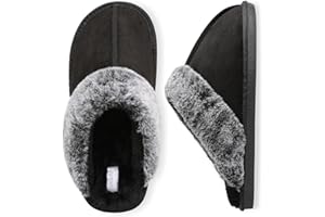 Besroad Mens Slippers Memory Foam House Slippers Warm Fuzzy Bedroom Slide House Shoes Indoor Outdoor Scuff