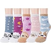 Violet Mist Women Cute Fuzzy Slipper Socks Cozy Winter Warm Fluffy Funny Animals House Sleeping Soft Plush Socks Christmas