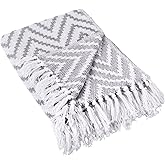DII Rustic Farmhouse Throw Blanket with Decorative Tassles, Use for Chair, Couch, Bed, Picnic, Camping, Beach, & Just Staying Cozy at Home (50 x 60), Large Chevron Gray