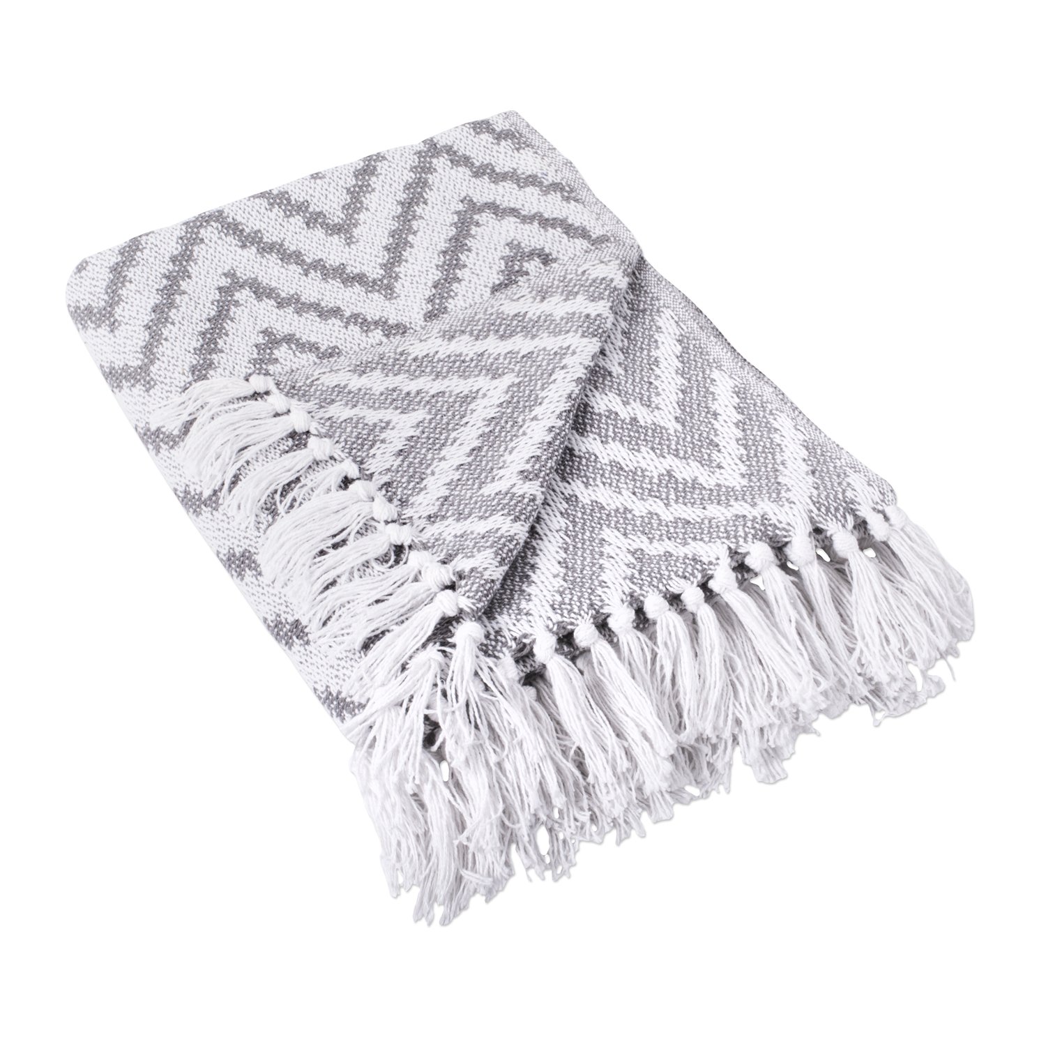 DII Large Chevron Woven Throw, Cotton, Gray, 50x60