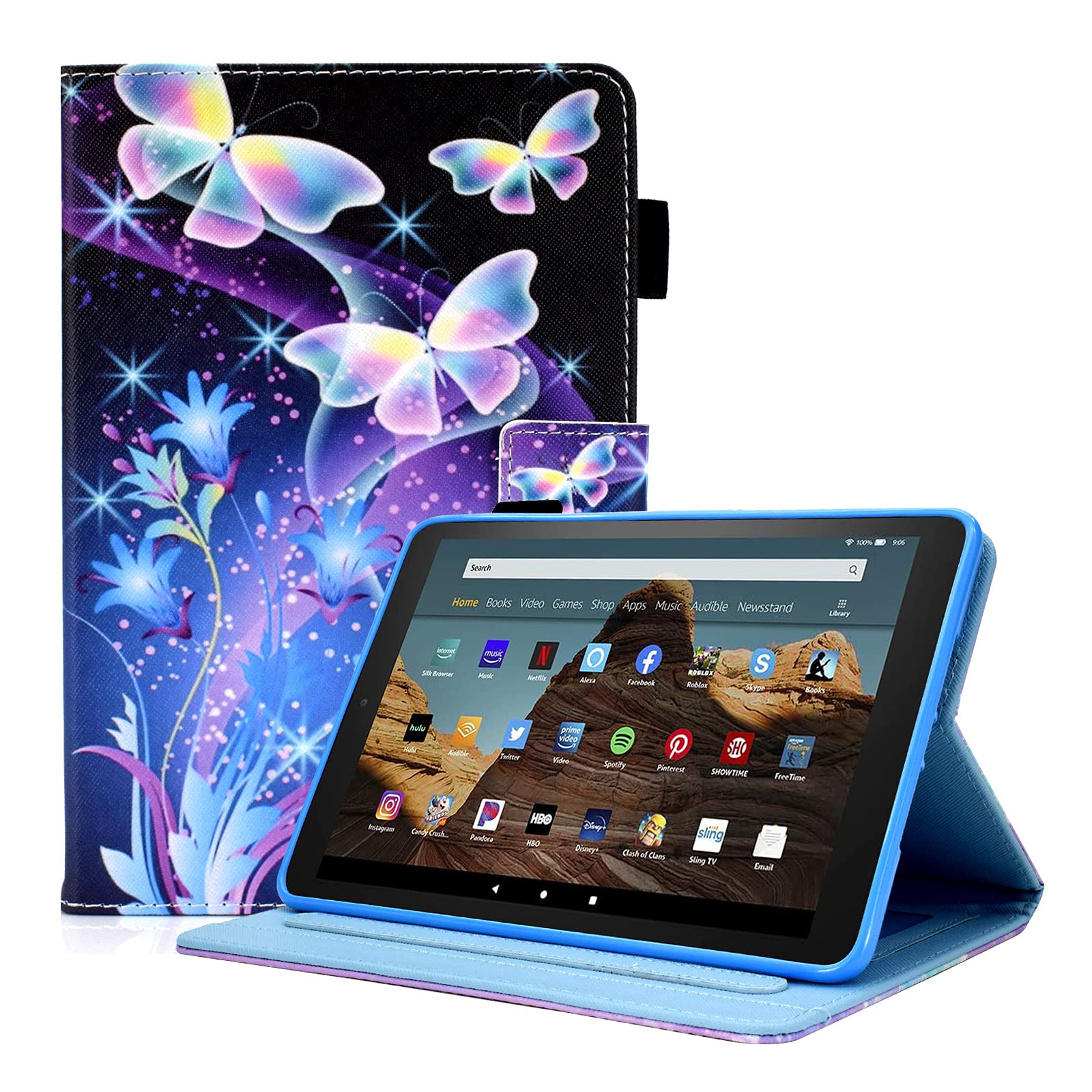 Case for Amazon Fire HD 10 Tablet (9th Generation 2019, 7th Generation 2017), NOT fit New 2022 2023 Release 11th 13th Gen, Premium PU Leather Stand Cover with Smart Auto Wake/Sleep,Dream Disc