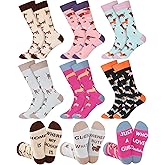 ShinyMatch 6 Pairs Dachshund Socks for Women Wiener Dog Cotton Crew Socks Gifts for Dog Lover Gifts