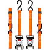 SmartStraps 10’ RatchetX Premium Ratchet Tie-Down Straps, 2 Pack – 3,000lbs Break Strength, 1,000lbs Safe Work Load – Heavy Duty Tie Downs for Heavier Loads
