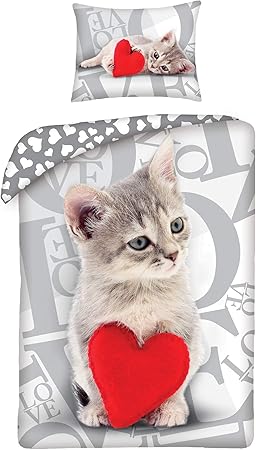 Halantex Parure De Lit Avec Housse De Couette Et Taie D Oreiller En Coton Motif Chat Mignon Amour 140 X 0 Cm Amazon Fr Cuisine Maison