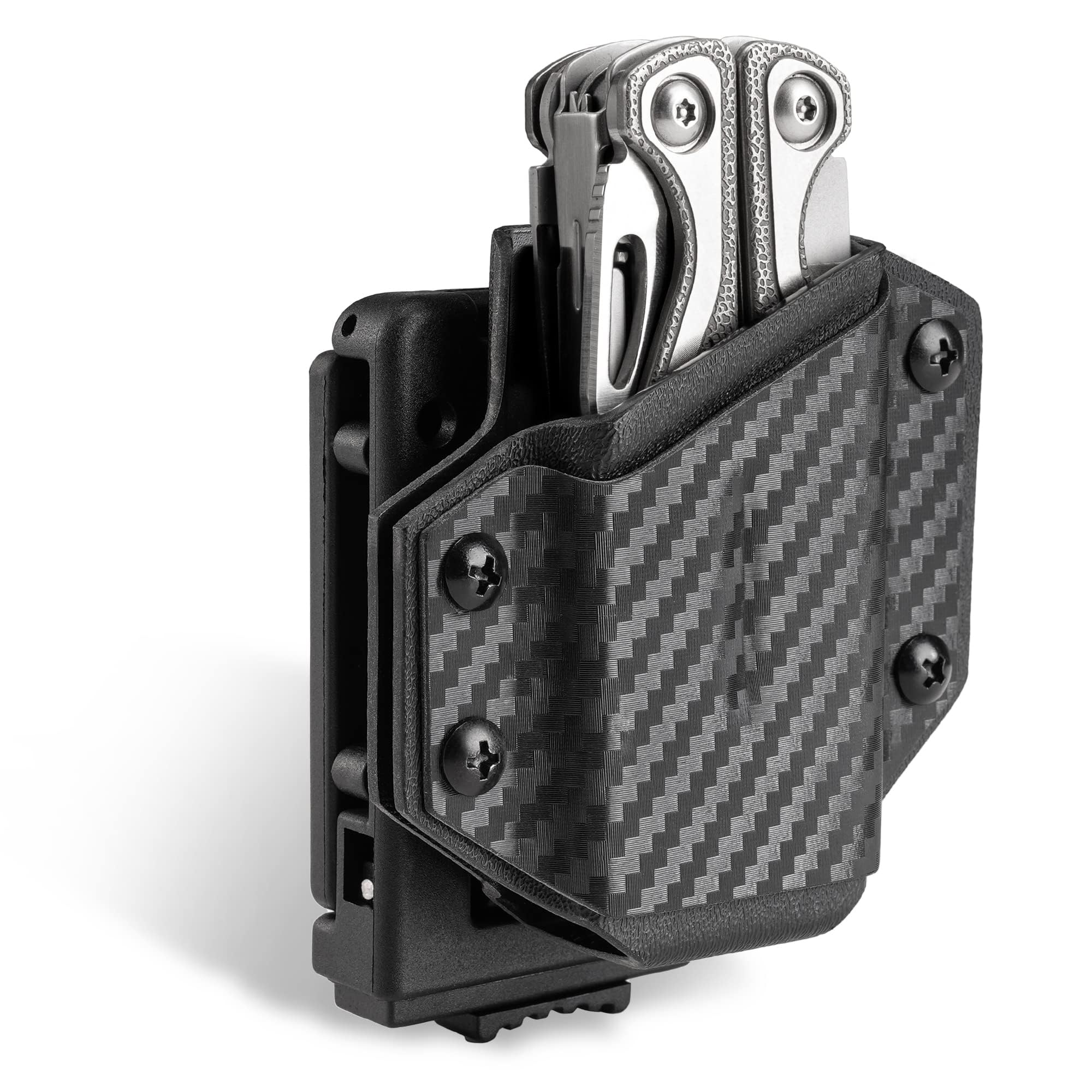 TACTICAL_GEEK TX1 Holster for Leatherman Multitool Sheath, Universal EDC Multi Tool Sheath, Adjustable Holder with Back Clip for Belt, Multi-Tool not Included, Carbon Fiber Grain