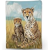 Ti Caldi Cute Cheetah Blanket - Soft Cozy Lightweight Flannel Throw Blanket for Couch, Bed, Travel, Outdoor | Warm, Fluffy, Fuzzy Blankets for Adults Kids Women Men Boys 50×60 in