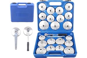 DAYUAN 23pcs Aluminum Alloy Cup Type Oil Filter Cap Wrench Socket Removal Tool Set 1/2" dr. with a Storage Case