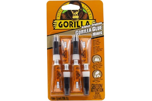Gorilla Glue Original Minis Four Pack, 100% Waterproof, Indoor & Outdoor, Polyurethane Glue, Versatile Bonding Adhesive, Easy