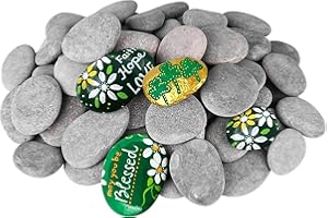 DOJOBKINB River Rocks for Painting 90 Pcs Large 2-3 Inch Flat Smooth Painting Stones Craft Rock to Paint for Kids Crafts Painting Bulk