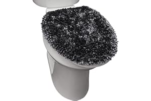 SoHome Spa Step Luxury Plush Chenille Shag Machine Washable Ultra Soft Standard Toilet Lid Cover 18.5"x19.6" Dark Gray