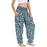 LOFBAZ Harem Yoga Pants for Women S-4XL Hippie Boho PJs Lounge Beach Print Plus