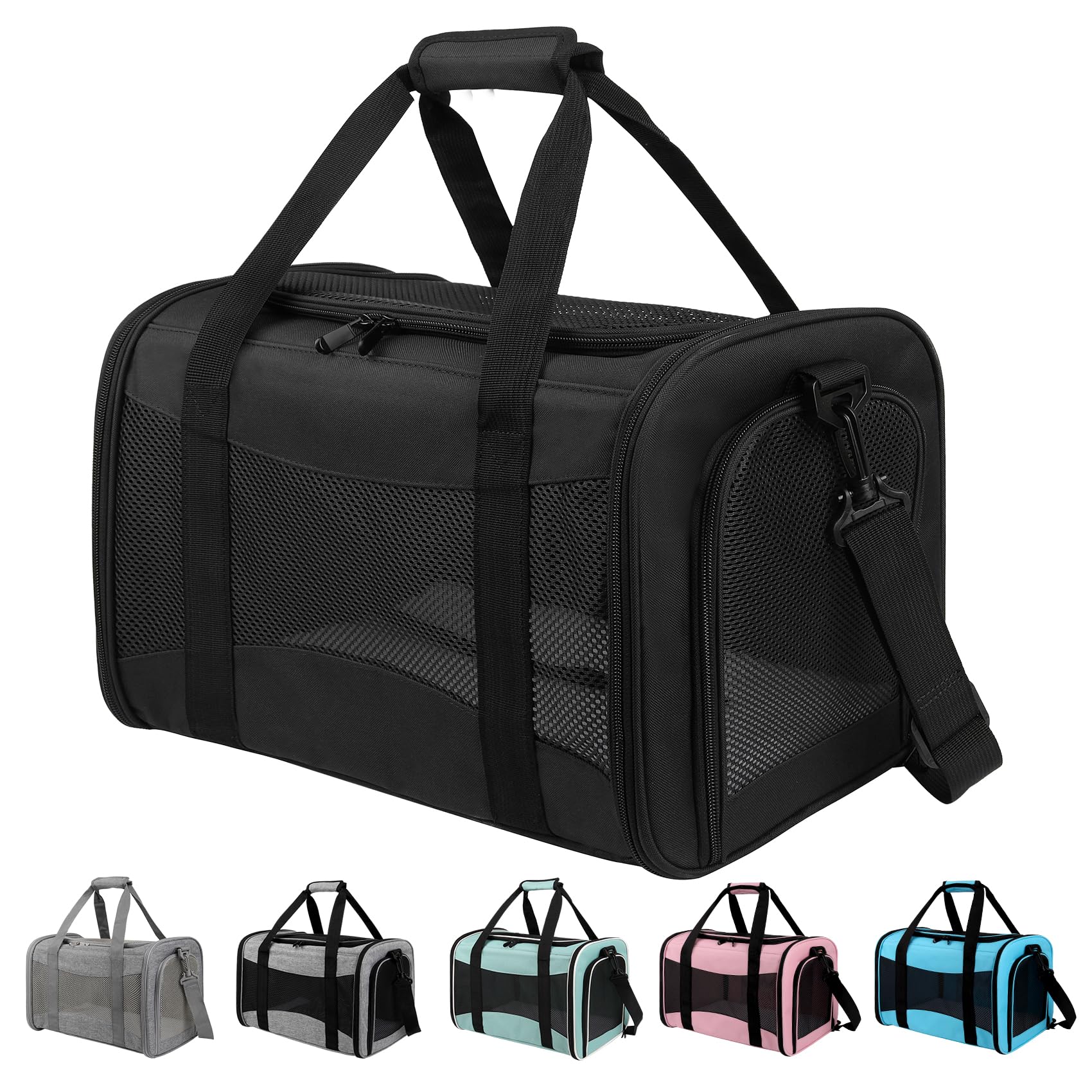 Photo 1 of Yipincover Carriers Soft-Sided Pet Carrier for Cats Dogs Under 15 lbs,TSA Airline Approved with 4 Ventilated Windows(Medium,Black)