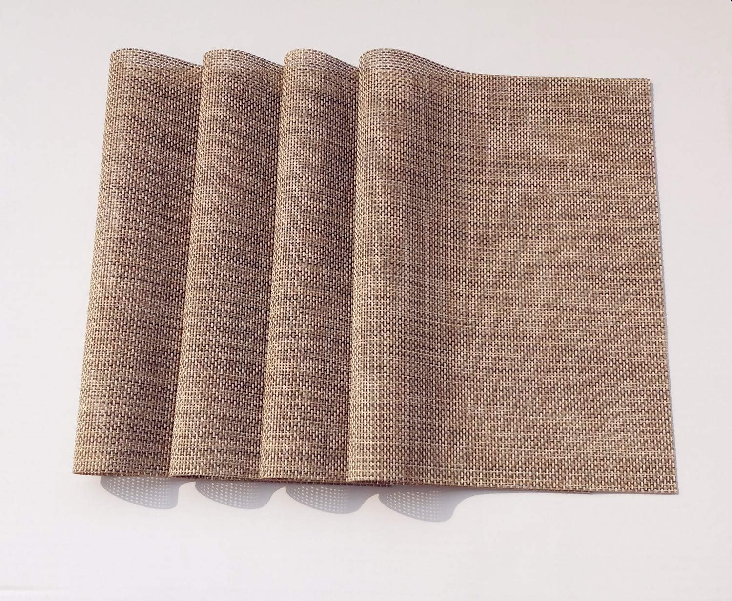 WANGCHAO Placemats Set of 8 Heat Insulation Stain Resistant Placemat for Dining Table Durable Crossweave Woven Vinyl Kitchen Table Mats Placemat (Linen, Set of 8): Home & Kitchen