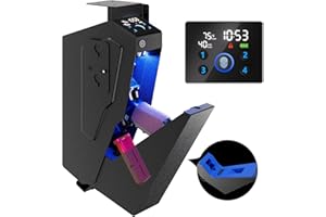 KornerBatl Quick Access Biometric Bedside Gun Safe for handgun, 2 in 1 Mounted Drop Down Nightstand Pistol Safe with Fingerpr