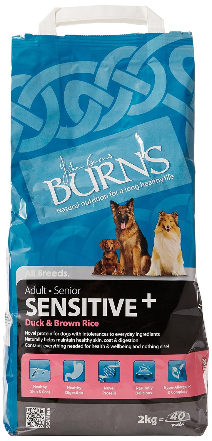 Burns Sensitive Complete Dry Adult and Senior Dog Food Duck and Brown