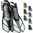 CAPAS Snorkel Fins, Swim Fins Travel Size Short Adjustable for Snorkeling Diving Adult Men Women Kids Open Heel Swimming Flippers