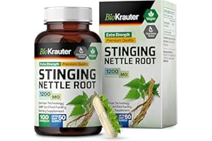 BIO KRAUTER Stinging Nettle Capsules 1200 mg - 100 Natural Urinary Tract & Overall Support Caps - Nettle Root Powder (Urtica Dioica) - Non GMO