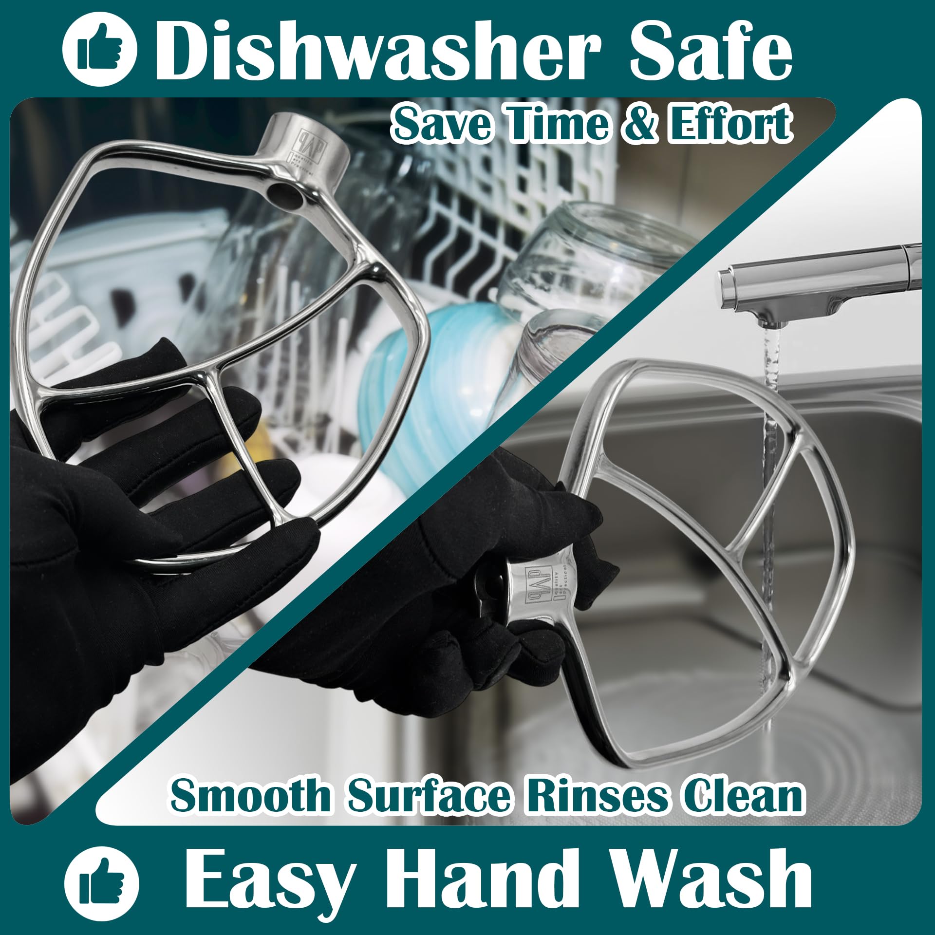 Stainless Steel Flat Beater - Compatible with KitchenAid 4.5-5qt Bowl-Lift Mixer, Fits Heavy Duty, Professiona HD, Pro 450, Pro 500, Limited Edition, ProLine Series, K5A, K4SS, K5SS, KSM5, KSM50