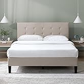 Zinus Ibidun Upholstered Platform Bed Frame, Mattress Foundation, Wood Slat Support, No Box Spring Needed, Eco Friendly WonderBox (TM), Easy Assembly, Soft Beige, King