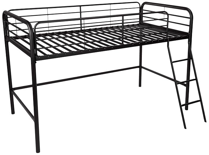 AmazonBasics Metal Twin Loft Bed, Tool Free Assembly, Black