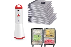 HOMOH Travel Vacuum Storage Bags with Rechargeable USB Pump, 9 Pack Carry-On Size Compression Packing Bags for Luggage and Suitcase, Space Saver for Clothes and Clothing Travel