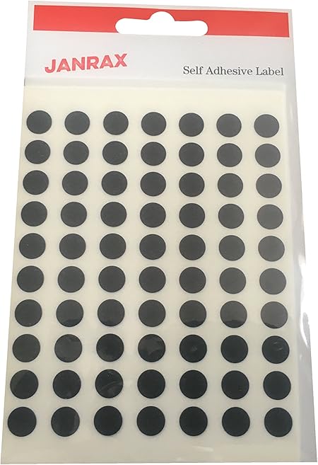 Pack of 560 Self Adhesive Black 8mm Round Labels - Stickers