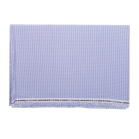 Arvind Mafatlal Mens Small Check Cotton Blend Shirt Fabric (Blue and White, Free Size)
