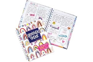 Denise Albright Gratitude Finder® 52 Week Non-Dated Journal for Women, Teens & Girls with 165 Hand-Illustrated Stickers (Rain-Boho)