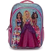 Barbie & Friends Cosplay Backpack, Girls Bookbag with Adjustable Shoulder Straps & Padded Back, 16” School Bag w/3D Skirt and Metallic Fabric Tiara.