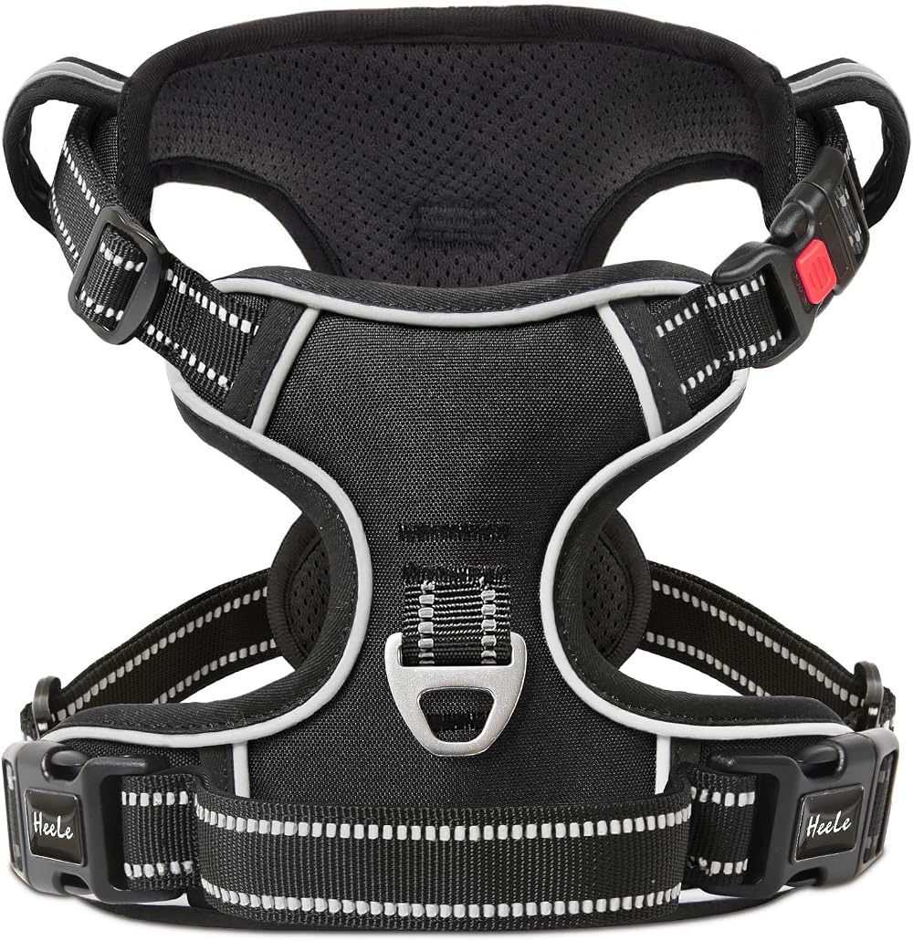 HEELE Dog Harness No Pull Medium Reflective Front Back Clips Adjustable