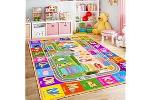 Bolacrom Kids Rugs for Playroom 3' x 4', Playmat for Toddlers Kids Carpet for Classroom Bedroom Floor Play Mat for Kids ABC Rugs for Learning Alphabet, Numbers, Colors, Animal Words and Season