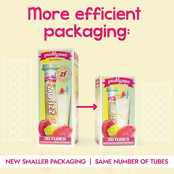 ZIPFIZZ DAILY ENERGY DRINK POWDER, PRICKLY PEAR, 20 PACK | 3-IN-1 SUSTAINED ENERGY, RAPID HYDRATION, AND ESSENTIAL VITAMINS | SUGAR-FREE | ELECTROLYTE POWDER | CONTAINS VITAMIN B-12 & ANTIOXIDANTS