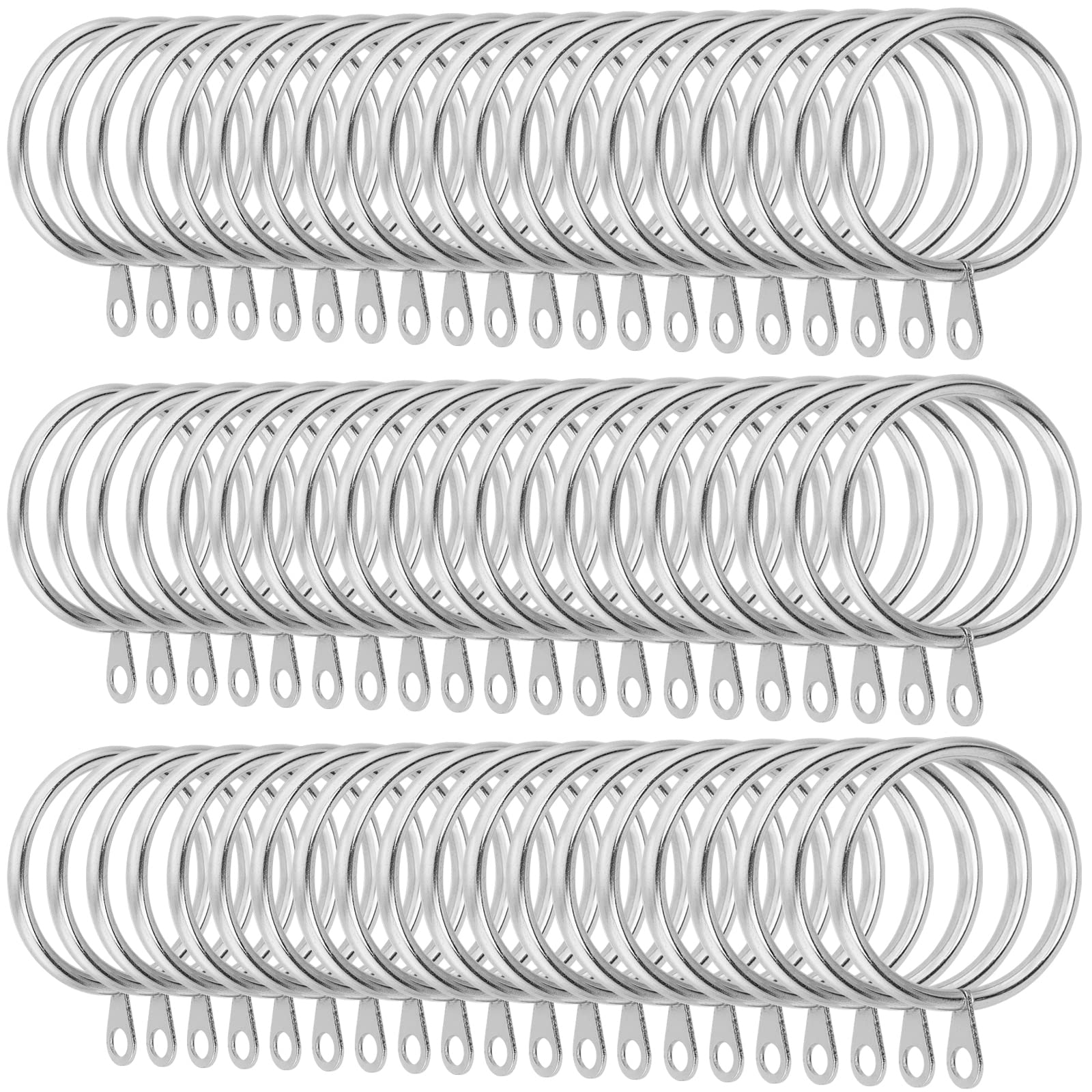 JOIKIT 100 Pack 38mm Silver Curtain Rings, Curtain Pole Rings, Metal Hanging Rings with Eyelets, for Curtains and Rods, Decorative Drapery