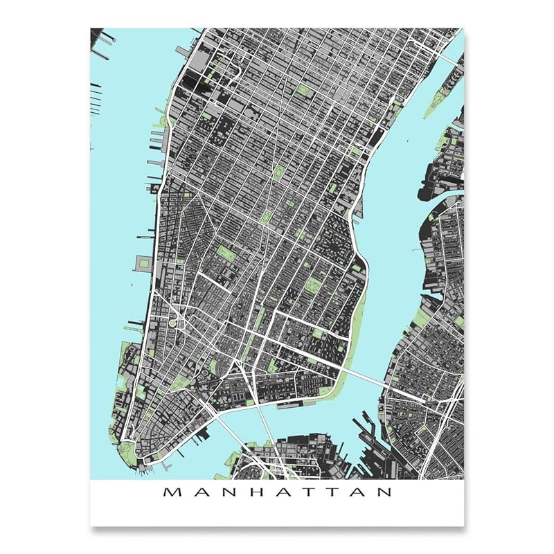 Amazon Lower Manhattan Map Art New York City Poster Street Artwork Buildings Handmade
