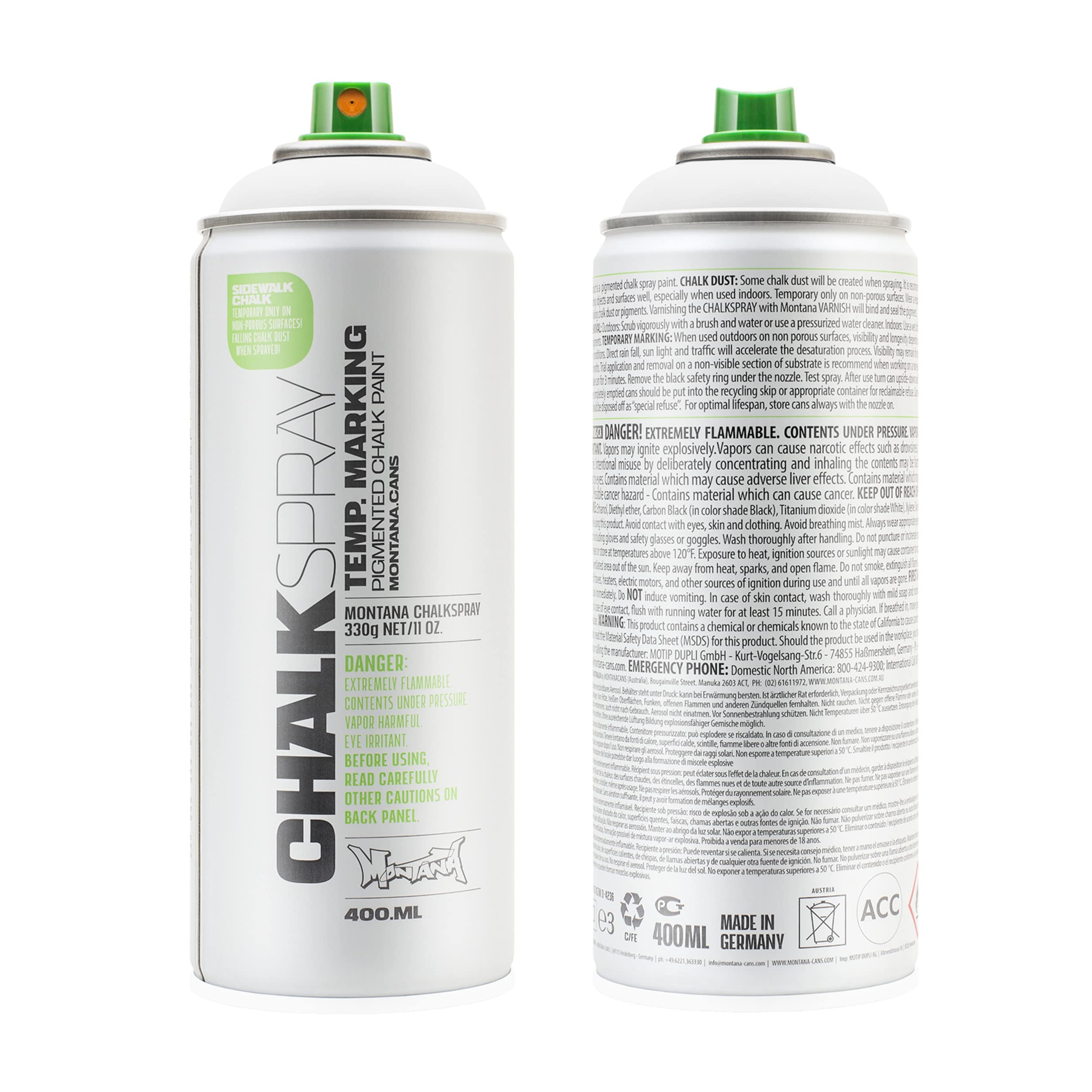 Montana Cans Chalk Spray Paint WHITE Temporary Marking Eco-Friendly