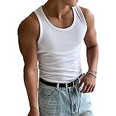 COZYEASE Men's Summer Tank Top Scoop Neck Workout Gym Muscle Tank T-Shirt Sleeveless Undershirt