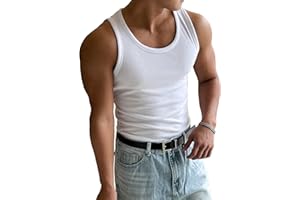 COZYEASE Men's Summer Tank Top Scoop Neck Workout Gym Muscle Tank T-Shirt Sleeveless Undershirt