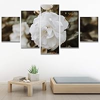 SIGNWIN 5 Panel Canvas Wall Art White Fields for Home Decorations Ready to Hang - 60
