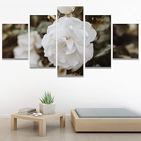 SIGNWIN 5 Panel Canvas Wall Art White Fields...