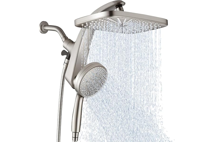 BOZYBO Rain Shower Head with Handheld: High Pressure Shower Heads with Handheld Spray Combo, 12" Rainfall Shower Head and 9 S