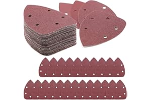 100 PCS Mouse Detail Sander Sandpaper, ZEHIQ Sand Paper Sanding Sheets Hook and Loop Sanding Pads Assorted 40/60//80/120 240/