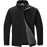 Outdoor Ventures Men's Softshell Jacket Waterproof Fleece Lined Rain Shell Jacket Lightweight Windbreaker for Hiking Travel