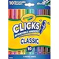 Crayola Clicks Retractable Markers 10ct, Washable Markers, Stocking Stuffer | Holiday Gift for Kids & Teachers, School Suppli