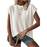 SweatyRocks Women's Sweater Vest Casual Crewneck Dolman Sleeve Loose Knit Pullover Tops