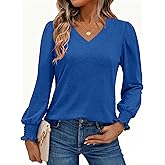 Womens Long Sleeve Shirts V Neck T-Shirt Blouses Dressy Casual Tunic Tops Basic Tee Business Work Fall Outfits Clothes 2025