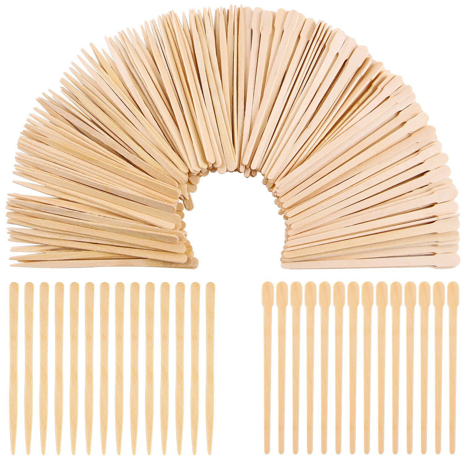 Aneco 800 Pieces Wood Wax Applicator Sticks Wax Spatulas Small Wood Spatulas Applicator for Hair Eyebrow Removal, 2 Style