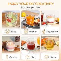 ComSaf Wide Mouth 8 oz Mason Jars with Lids, 6 Pcs