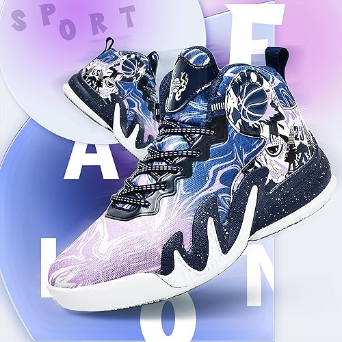 CJSPORX Unisex's Basketball Shoes Breathable Men Non Slip Outdoor Fashion  Women Sneakers Navy Size