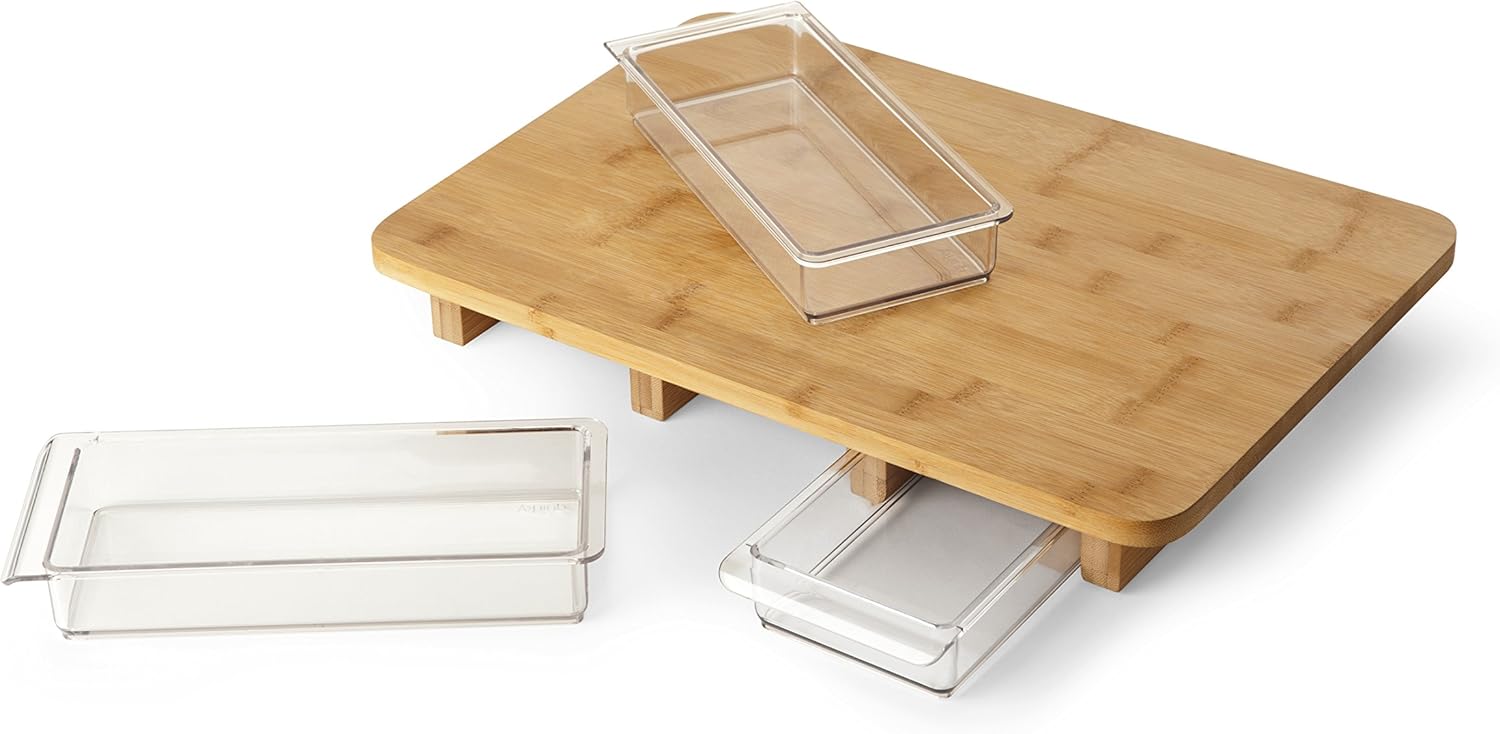 Quirky Mocubo Bamboo Chopping Board with Storage Drawers Amazon.co.uk